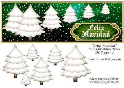 Feliz Navidad Cute Christmas Trees Dl Topper 2