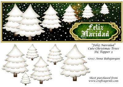 Feliz Navidad Cute Christmas Trees Dl Topper 3
