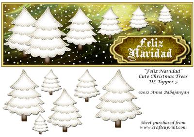 Feliz Navidad Cute Christmas Trees Dl Topper 5