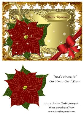 Red Poinsettia Christmas Card Front