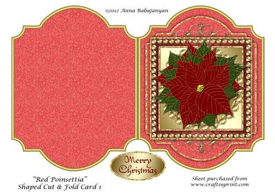 Red Poinsettia Shaped Cut & Fold Card 1