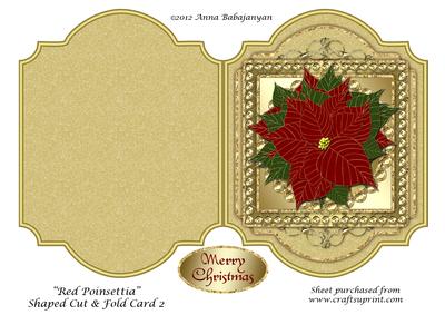 Red Poinsettia Shaped Cut & Fold Card 2
