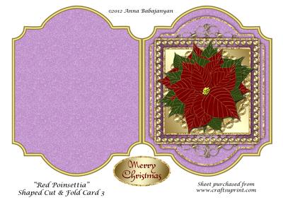 Red Poinsettia Shaped Cut & Fold Card 3