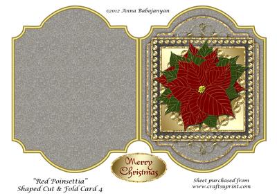 Red Poinsettia Shaped Cut & Fold Card 4