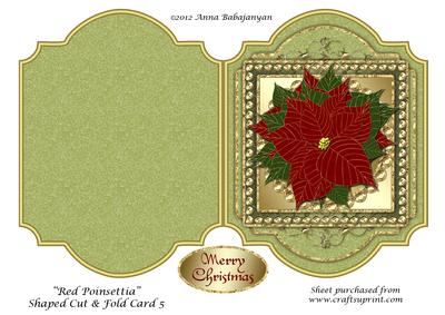 Red Poinsettia Shaped Cut & Fold Card 5