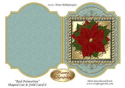 Red Poinsettia Shaped Cut & Fold Card 6