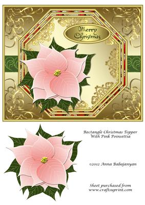 Rectangle Christmas Topper with Pink Poinsettia