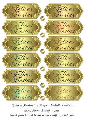 Felices Fiestas 12 Shaped Metallic Captions