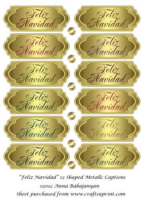 Feliz Navidad 12 Shaped Metallic Captions