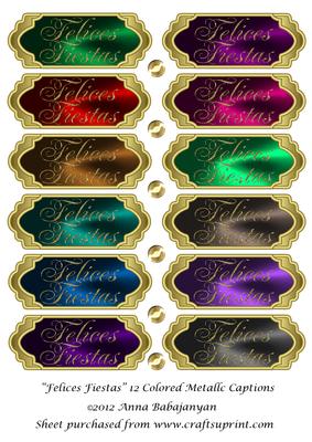 Felices Fiestas 12 Colored Metallic Captions