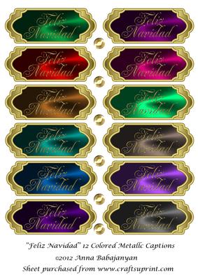 Feliz Navidad 12 Colored Metallic Captions