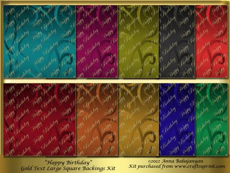 Happy Birthday Gold Text Large Square Backings Kit