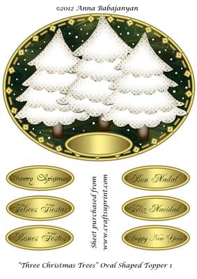 Three Christmas Trees Oval Shaped Topper 1