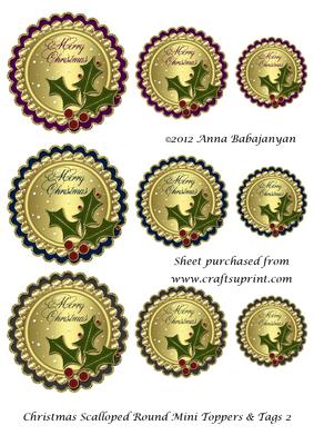 Christmas Scalloped Round Mini Toppers & Tags 2