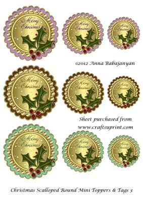 Christmas Scalloped Round Mini Toppers & Tags 3