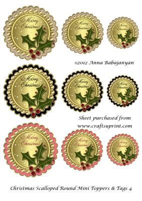 Christmas Scalloped Round Mini Toppers & Tags 4