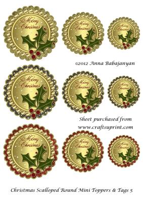Christmas Scalloped Round Mini Toppers & Tags 5