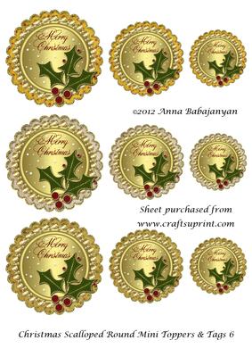 Christmas Scalloped Round Mini Toppers & Tags 6