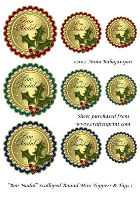 Bon Nadal Scalloped Round Mini Toppers & Tags 1