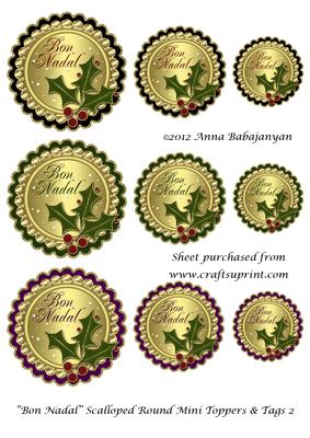Bon Nadal Scalloped Round Mini Toppers & Tags 2