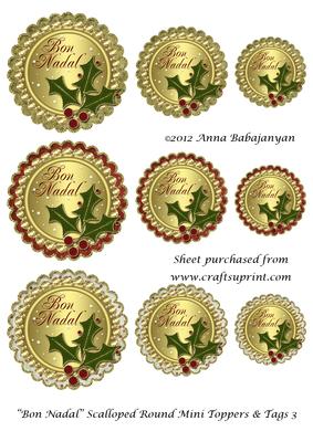 Bon Nadal Scalloped Round Mini Toppers & Tags 3