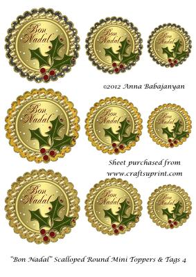 Bon Nadal Scalloped Round Mini Toppers & Tags 4