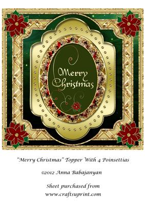 Merry Christmas Topper with 4 Poinsettias