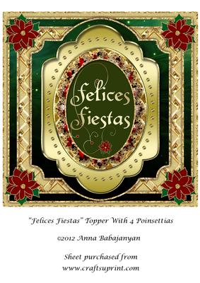 Felices Fiestas Topper with 4 Poinsettias