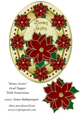 Bones Festes Oval Topper with Poinsettias