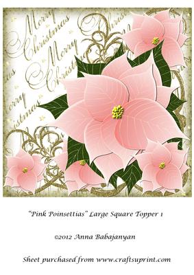 Pink Poinsettias Large Square Topper 1