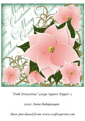 Pink Poinsettias Large Square Topper 3