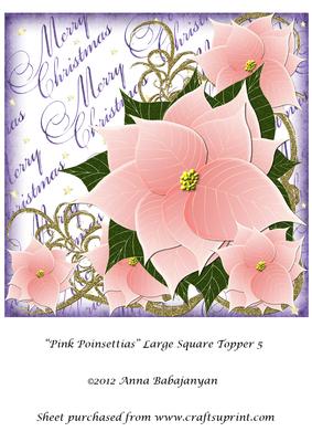 Pink Poinsettias Large Square Topper 5