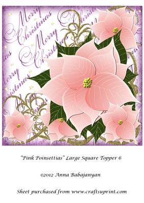 Pink Poinsettias Large Square Topper 6