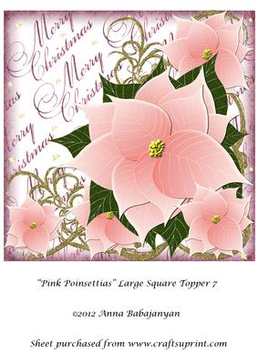 Pink Poinsettias Large Square Topper 7