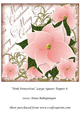 Pink Poinsettias Large Square Topper 8