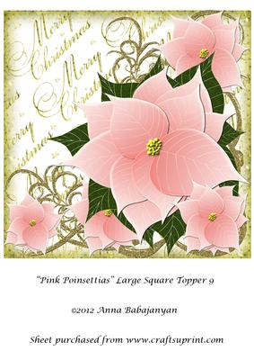 Pink Poinsettias Large Square Topper 9