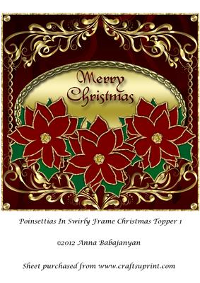 Poinsettias in Swirly Frame Christmas Topper 1