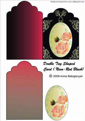 Double-tag Shaped Card ( Neon-red Black )