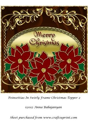 Poinsettias in Swirly Frame Christmas Topper 2