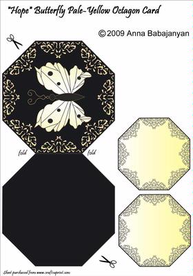 Hope Butterfly Pale-yellow Octagon Card