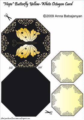 Hope Butterfly Yellow-white Octagon Card