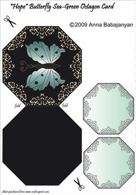 Hope Butterfly Sea-green Octagon Card