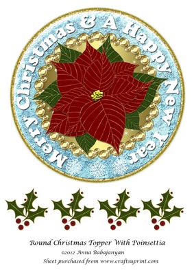 Round Christmas Topper with Poinsettia