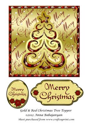 Gold & Red Christmas Tree Topper