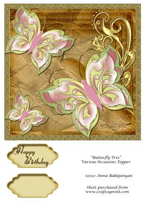 Butterfly Trio Various Occasions Topper