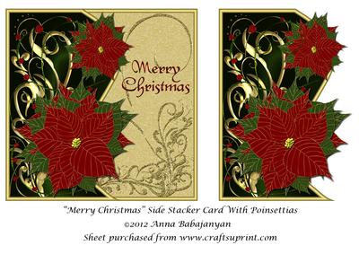 Merry Christmas Side Stacker Card with Poinsettias