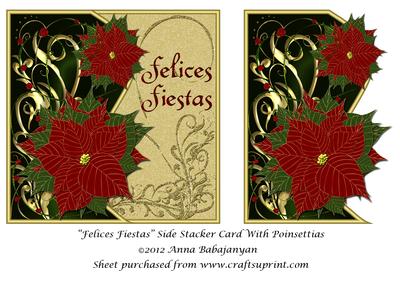 Felices Fiestas Side Stacker Card with Poinsettias
