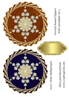 Twisted Round Toppers with Snowflake Set 3