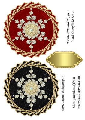 Twisted Round Toppers with Snowflake Set 4