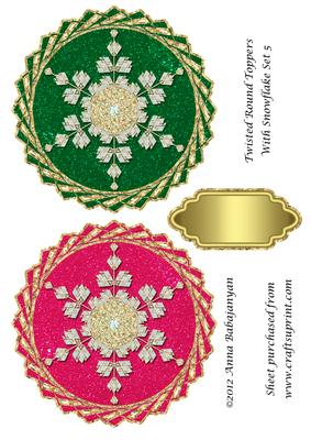 Twisted Round Toppers with Snowflake Set 5